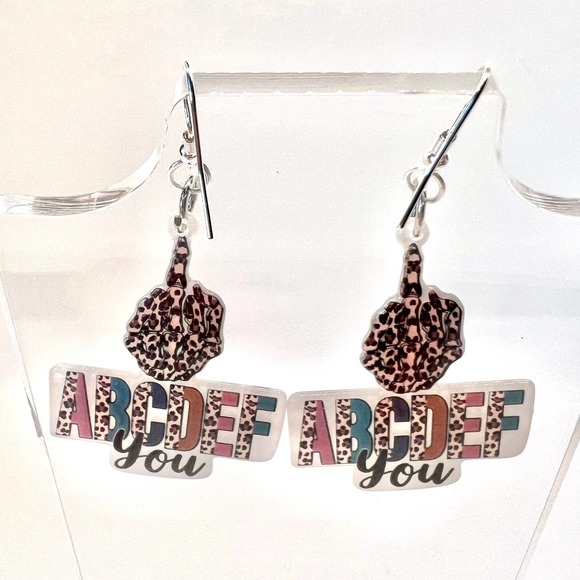 Angry ABC Earrings - Funny Earrings - Statement Earrings - Attitude Earrings - Picture 4 of 8